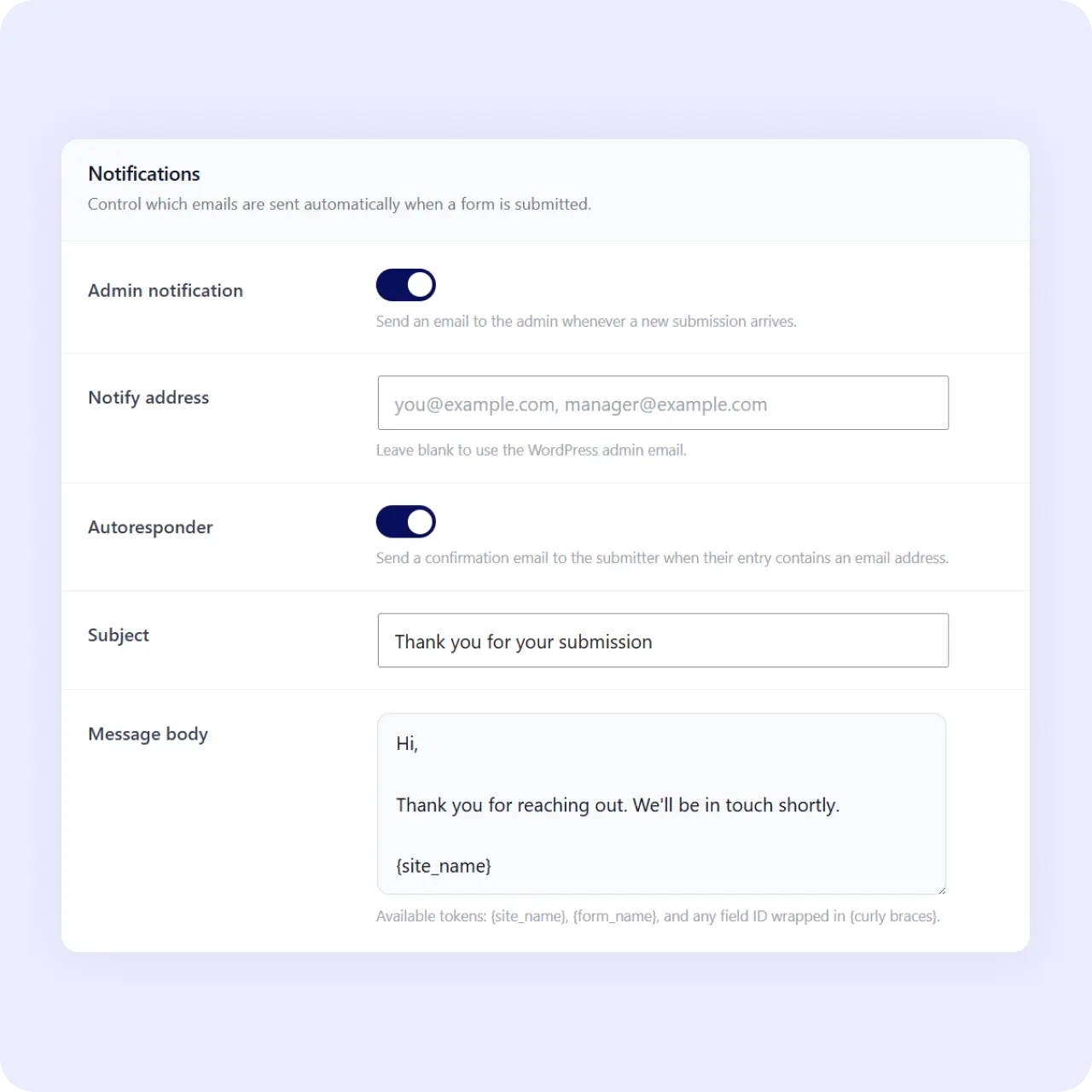 Neural Forms notifications and autoresponder