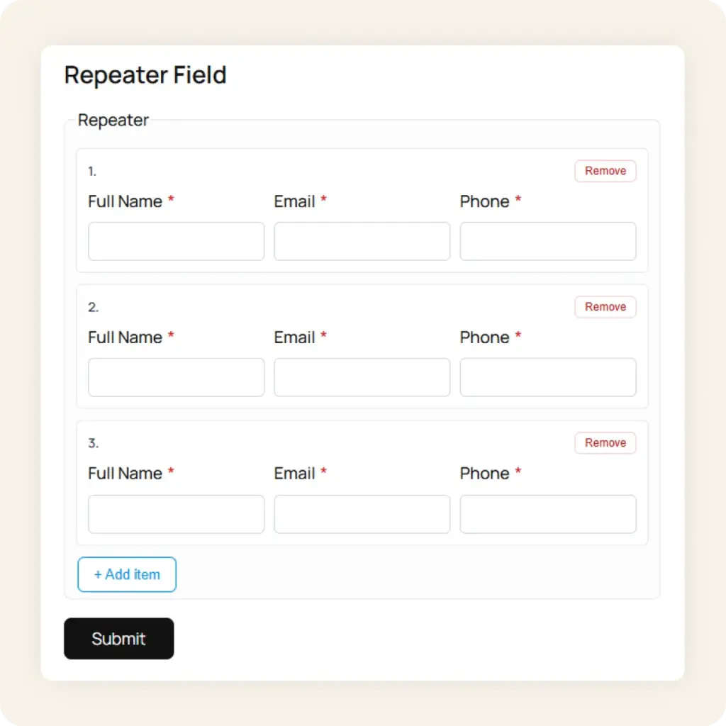 Neural Forms repeater field