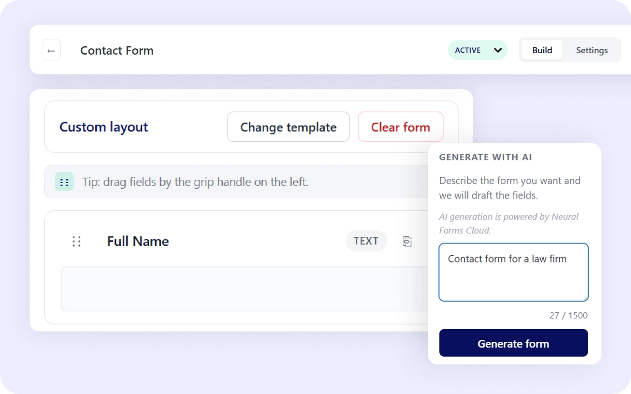 Image showing WorPress form genrate with AI