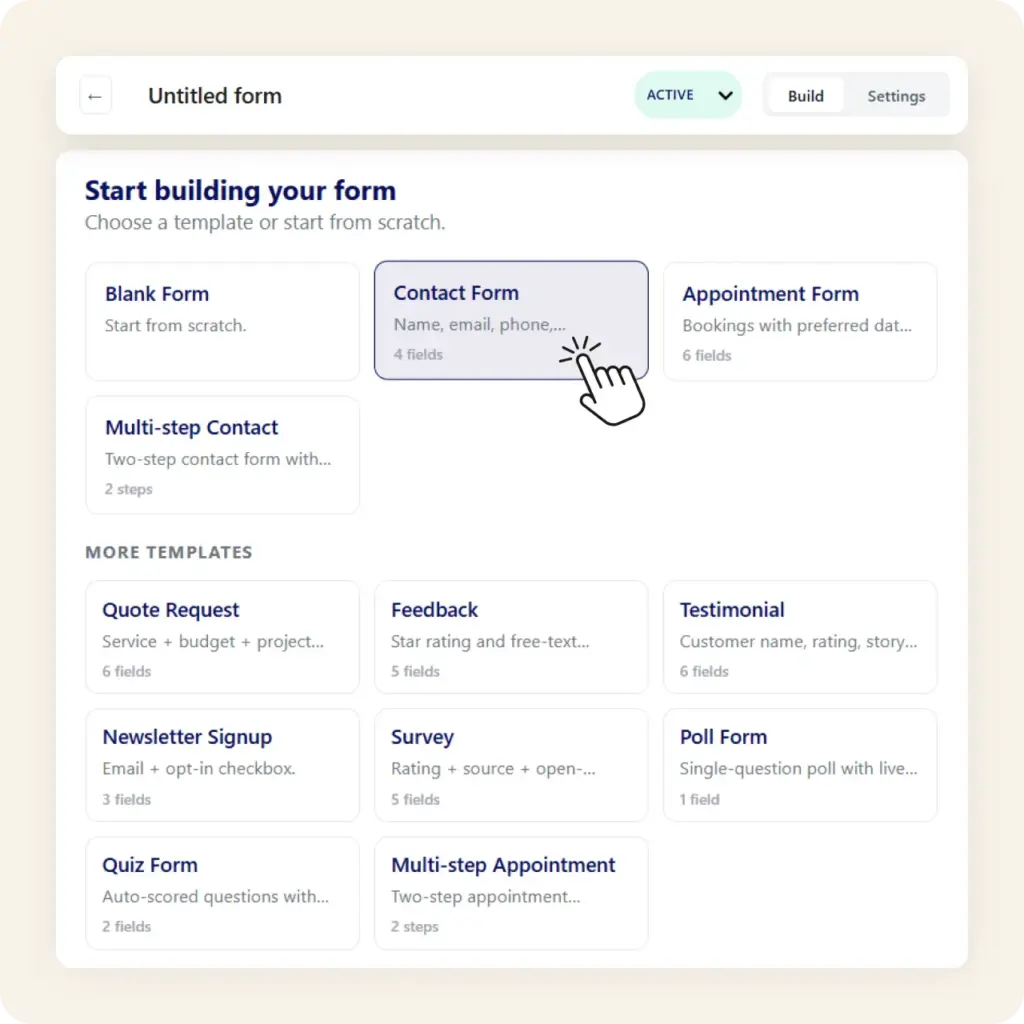 Neural forms one click templates feature