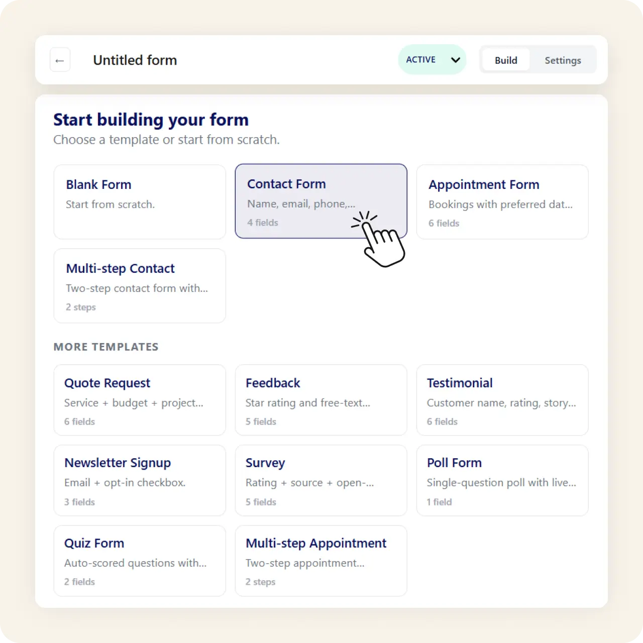 Neural forms one click templates feature