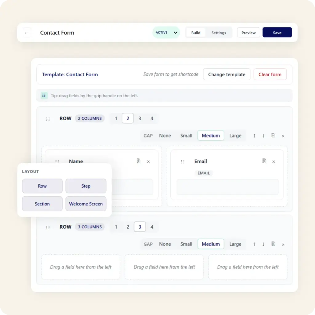 Neural Forms row and column layouts feature