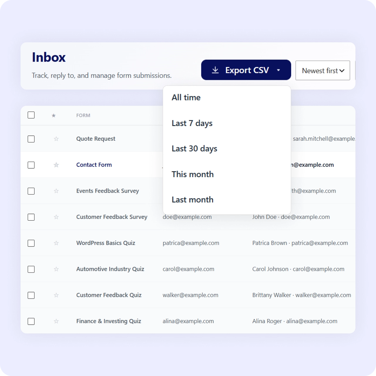 Neural Forms CSV export